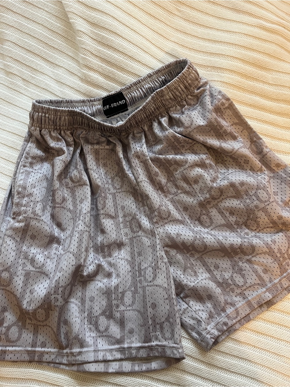 “Dior” Printed Logo Grey Athletic Basketball Shorts